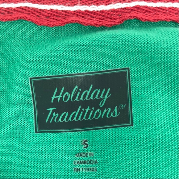 NWT holiday traditions 2 piece Elf pajama set green red white stripe MENS SMALL - Picture 4 of 5